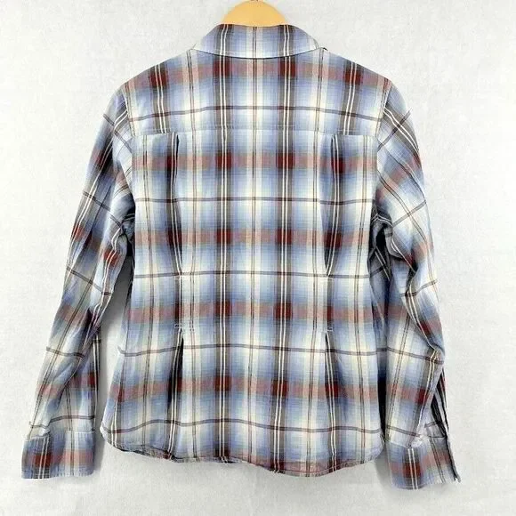 PENDLETON Women‎ 100% Cotton  Blue & Brown Plaid Button Up Shirt Size Large - Picture 4 of 8